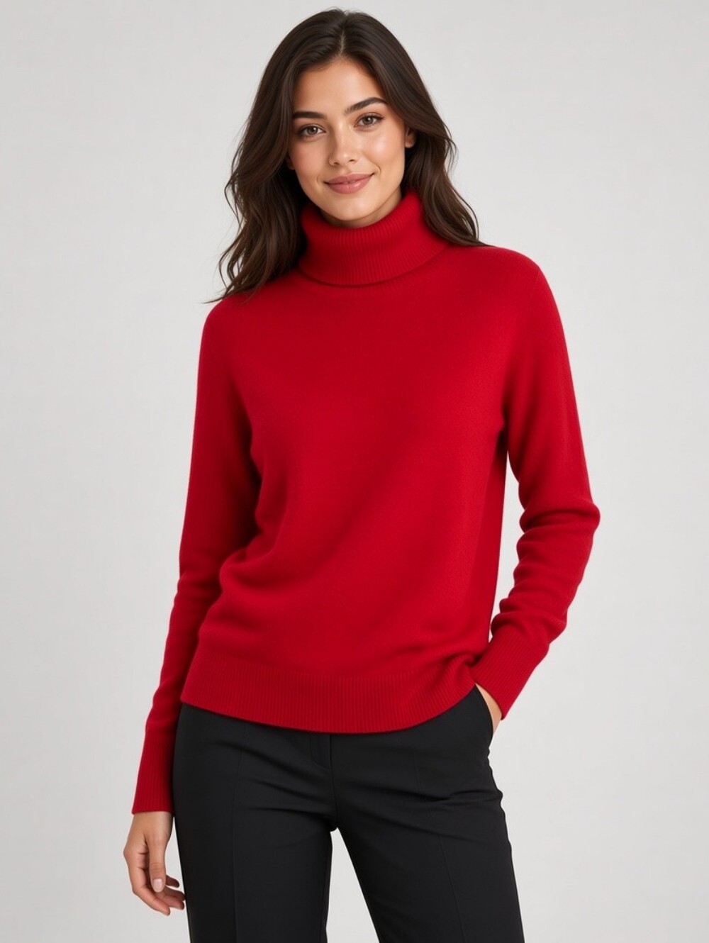 Victor Alfaro 100% Cashmere Red Turtleneck Sweater Beautiful Bold Size Small